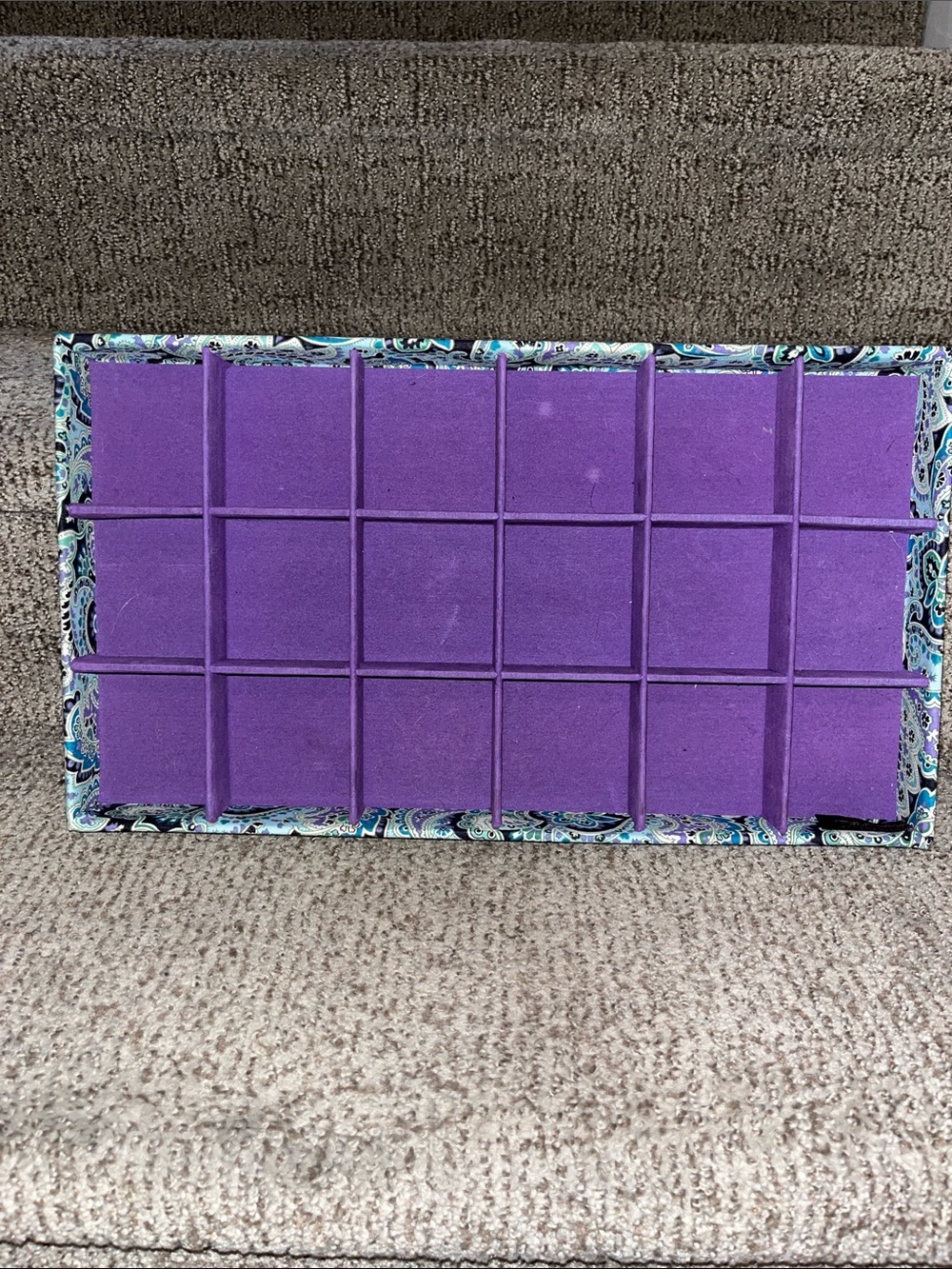Raymond Waites Purple Jewelry Tray with Patterned Border